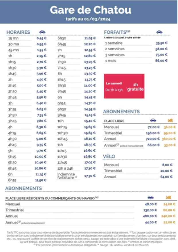 Place Berteaux - Tarifs stationnement parking de la Gare